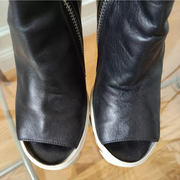 GABRIELLA MICHEL Open Toe Lug Soles Y2K chunky platform wedge Boot Black 39/8.5 - Picture 11 of 16